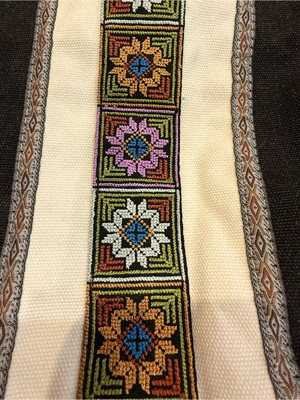 Boho Canvas Convertible Backpack Crossbody Embroidered Bag - Picture 8 of 8